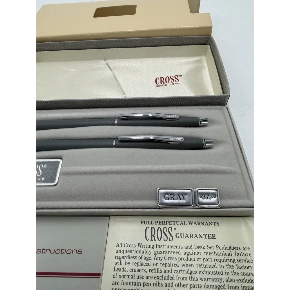 Vintage Cross Pen Set 3501 Ballpoint Pen & Mechanical Pencil Chrome Boxed New